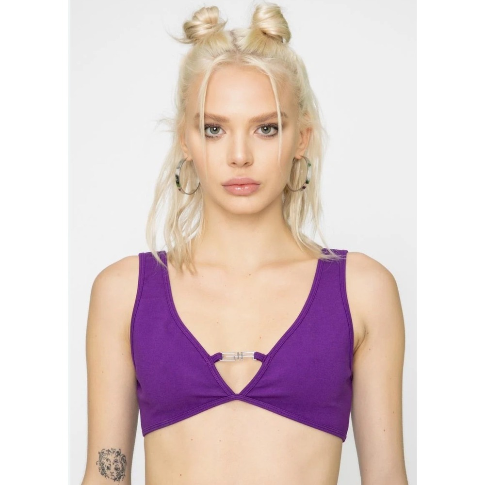 I.AM.GIA Lucid Crop Top Women Small Purple Logo Hardware Y2K Streetwear